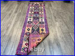 Pink Runner Rug, Turkish Runner Rug, Kitchen Rug, Floor Rug, 2.7 x 9.5 ft