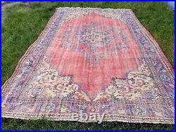 Pink vintage rug turkish rug 8x11 rug Antique Rug Handmade Rug Pink Rug Carpet