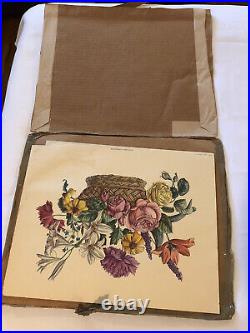 RARE Art Paintings Lot -7 Piece- 1952 Argosy BAPTISTE Basket of Flowers Antique