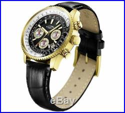 REDUCED Rotary GS0300804 Men's Black Leather Strap Pilot Chrono Quartz Watch