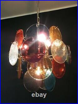 RESERVED1970s Vintage Italian Murano chandelier lamp in Vistosi style 24 disk