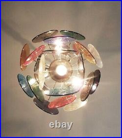 RESERVED1970s Vintage Italian Murano chandelier lamp in Vistosi style 24 disk
