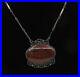 RUSSIA-925-Sterling-Silver-Vintage-Antique-Red-Jasper-Chain-Necklace-NE3501-01-mwoa