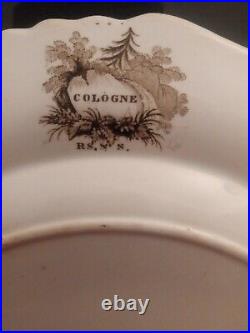 Ralph Stevenson Cologne Brown Transferware 9? Antique Collectible Plate