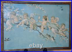 Rare Antique 1910 Litho Print Joy Buds Babies Charles Twelvetrees Original Frame