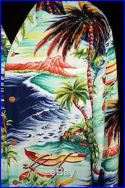 Rare Collector's 1950's Hale Of Hawaii Long Sleeve Hawaiian Shirt Size Large