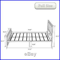 Retro Design Full Size Metal Platform Bed Frame with Wood Headboard & Footboard