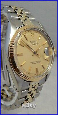 Rolex Datejust 36mm Mens 14k/SS Gold Watch Jubilee Bracelet All Original 1968