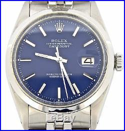 Rolex Datejust Mens Stainless Steel Watch with Blue Dial & Original Jubilee Band