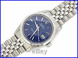 Rolex Datejust Mens Stainless Steel Watch with Blue Dial & Original Jubilee Band
