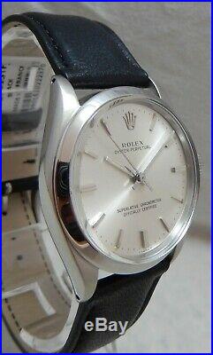 Rolex Oyster Perpetual 34 mm Mens SS Watch Original Dial On Leather Strap 1967