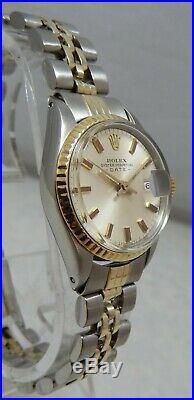 Rolex Oyster Perpetual Date Ladies 14k/ss Gold Watch Jubilee ALL ORIGINAL 1969