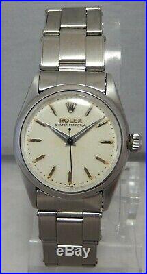 Rolex Oyster Perpetual SS Mid Sized Watch On Orig Bracelet, All Original c. 1957