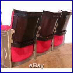 Row of Three Art Deco C1930s Vintage Cinema Theatre Seats Chairs with Aisle Ends