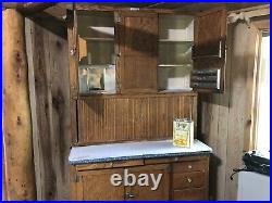 SALE! Antique Oak Hoosier Cabinet With Flour Sifter