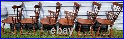 SET of (6) Vintage S BENT BROTHERS BROS COLONIAL WINDSOR CHAIRS 2 Arm 4 Side