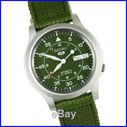 Seiko 5 SNK805 K2 Automatic Green Nylon Canvas Strap Men's Watch with Seiko Box