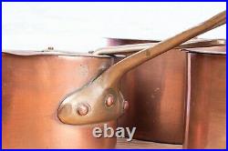 Set of 5 Vintage Antique Helvitia English Copper Brass Saucepans & Frying Pans