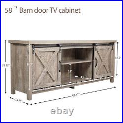 Sliding Barn 58 TV Stand Unit Console Table Cabinet Entertainment Center Gray