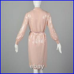 Small Bill Blass 1970s Dress Pink Sequin VTG 70s Long Sleeve Cocktail Designer