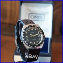 Stunning Ink-Blue dial 1970s ORIS Star Automatic Divers Watch + original box