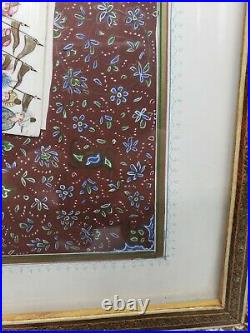 Stunning Vintage Persian Hand painted Scene Painting Inlaid In Khatam Frame