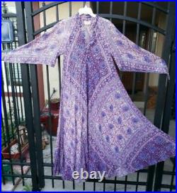 Sultana by Adini Indian Sheer Cotton Gauze Caftan Maxi Dress Vintage 70s Boho