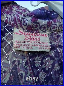 Sultana by Adini Indian Sheer Cotton Gauze Caftan Maxi Dress Vintage 70s Boho