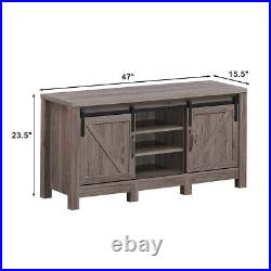 TV Stand Sliding Barn Door Entertainment Center for TV's up to 55 with Storage