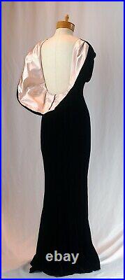 Thierry Mugler Rare Fall 1987-1988 Black Velvet and Pink Satin Mermaid gown