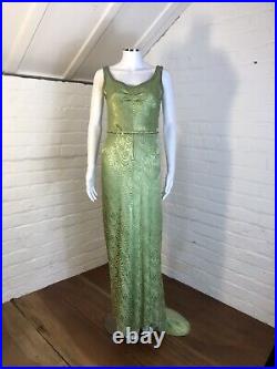 True Vintage 1930s Evening Dress Gown Lame Diamanté & Beaded Royal Connection