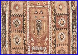 Turkish Kilim 56''x138 Handwoven Kars Kilim 143x353cm Vintage Natural Wool Rug