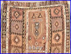 Turkish Kilim 56''x138 Handwoven Kars Kilim 143x353cm Vintage Natural Wool Rug