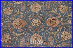Turkish Oushak Traditional Vintage Blue Area Rug 8x11 ft. Handmade Wool Carpet