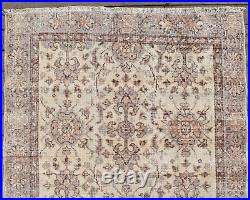 Turkish Rug 40''x79'' Vintage Light Muted Color 3x6 Rug Oushak Carpet 104x202cm