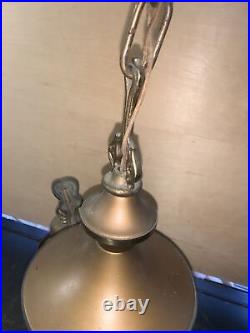 VINTAGE ANTIQUE Brass 2 BULB CEILING CHANDELIER LIGHT FIXTURE Victorian