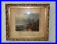VINTAGE-ANTIQUE-Painting-of-an-OLD-SHIP-HARBOR-Bay-Scene-HPR-1889-Framed-WOW-01-ohet