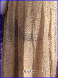 VINTAGE GOLD LAME EVENING GOWN/ DRESS c. 1930s WEARABLE