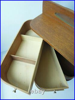 VINTAGE SEWING BOX TABLE EAMES DANISH MID CENTURY MODERN TEAK ART DECO 50s 60s
