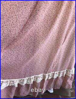 VTG 70s Gunne Sax Hippie Boho Dusty Pink Calico Lace Up Corset Prairie Dress 7