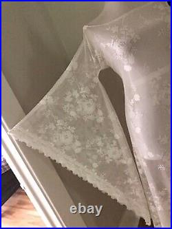 VTG Cream Lace BoHo Sheer CUT OUT Crochet Bell Sleeve Hippie Wedding Maxi DRESS