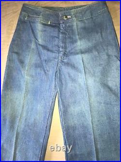 VTG Deadstock NWT 70s Landlubber Sanforized Bell Bottom Wide Leg Jeans 7 25w