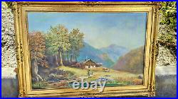 VTG Original oil painting on canvas by E. Glanolio Frame Made In Italy 44x31.5
