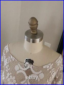 VTG Two Tone Lace BoHo Dress CUT OUT Hippie Crochet Bell Sleeve Wedding DRESS