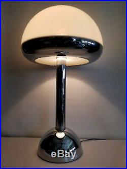VTG Unusual Style MCM Mid Century Majestic Chrome Table Lamp Mushroom Space 1960