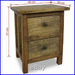 VidaXL Solid Reclaimed Wood Nightstand with 2 Drawers Bedside Table Cabinet