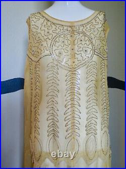 Vintage 1920s Dress Beaded Silk Chiffon