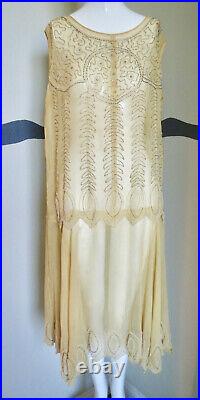 Vintage 1920s Dress Beaded Silk Chiffon