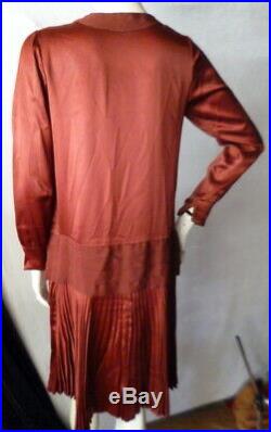 Vintage 1920s RED SILK DRESS Bust 35 Flapper