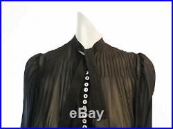 Vintage 1930s Dress Sheer Black Silk Chiffon Dress With Pin Tucked Bodice